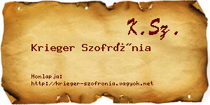 Krieger Szofrónia névjegykártya
